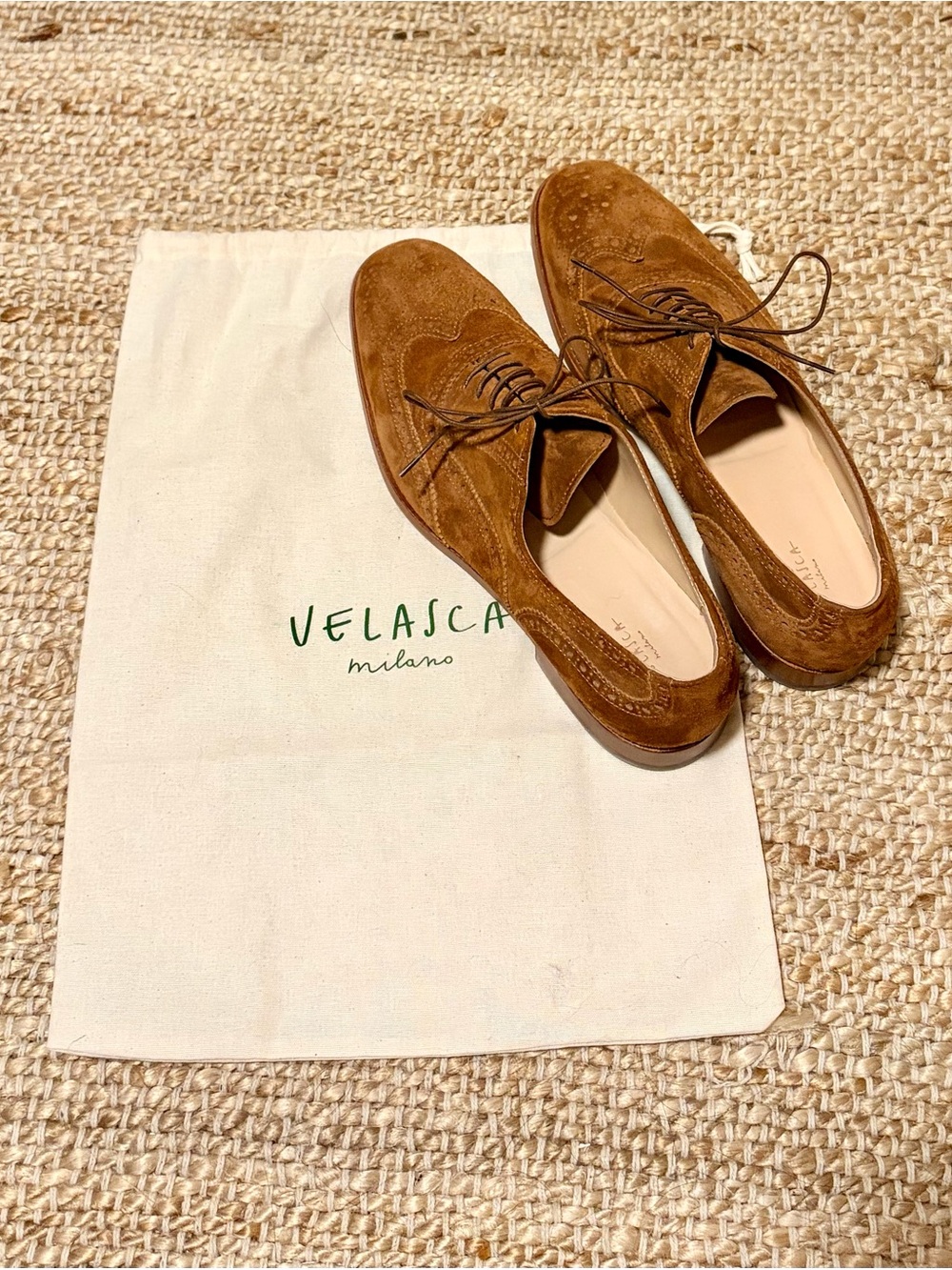 Velasca Milano Women's Tobacco Brown Suede Wingtip Loafers